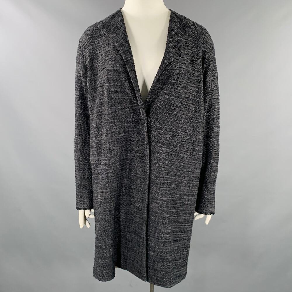 ISSEY MIYAKE Size L Grey Navy Single Breasted Snaps Coat